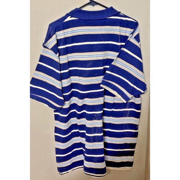 ROADBLOCK Mens Polo Shirt XL Blue & White Striped Short Sleeve NISP - Picture 3 of 9
